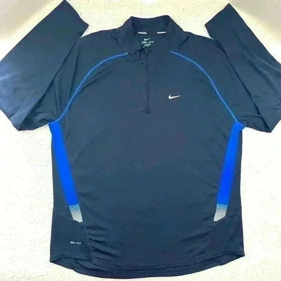 Nike Other - Nike Dri Fit Navy 3/4 Zip Crop Neck Pullover Running Sweatshirt Top Size XL